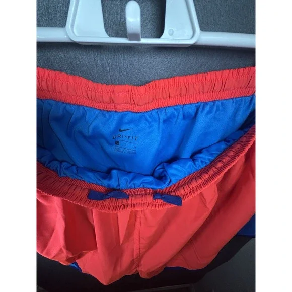 Nike Dri-Fit Men's Running Shorts Red Blue L Lightweight Breathable Athletic - Picture 11 of 16